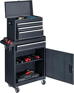 Portable Storage Tool Box Organizer, Portable Steel Tool Box Organizer Cabinet with Locking Rolling Tool Cart, Utility Cart, Heavy Duty Industrial Storage Organizer Mechanic Service Cart with Wheels