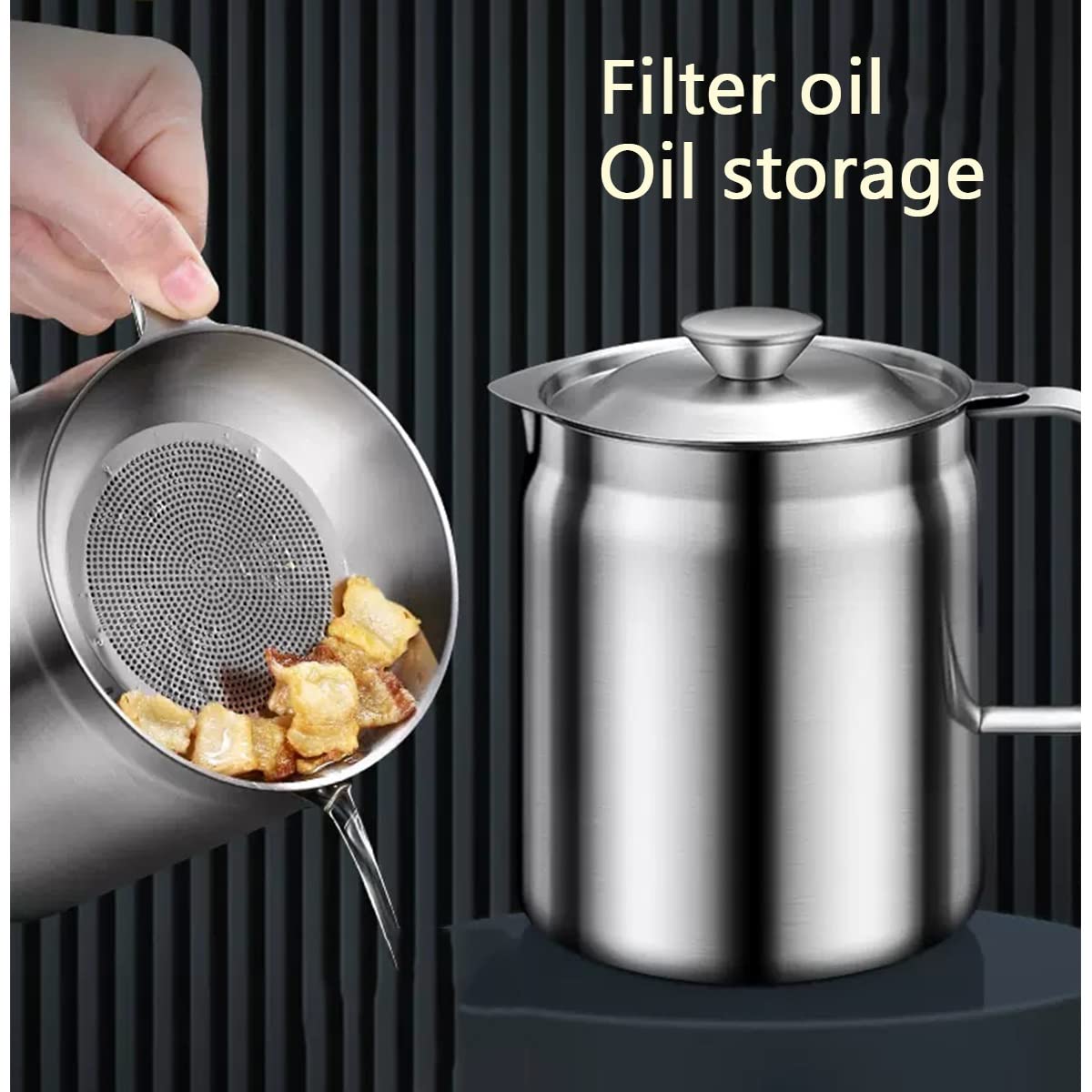 Pot De Filtre à Huile En Acier Inoxydable, Gardien De Graisse Amovible Pour Stockage Et Filtrage De Vinaigre 88423386 Pot De Filtre à Huile En Acier Inoxydable, Gardien De Graisse Amovible Pour Stockage Et Filtrage De Vinaigre 88423386