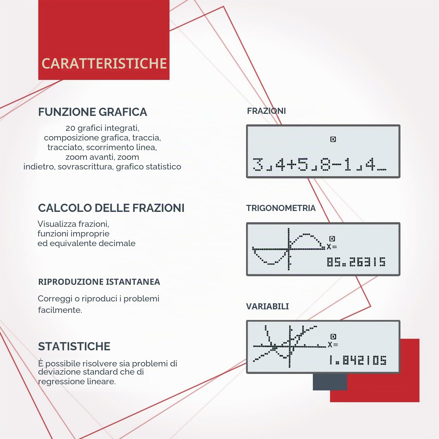 CATIGA Calcolatrice scientifica con funzioni grafiche, modalità multiple con interfaccia utente intuitiva per principianti e corsi avanzati, liceo o università, CS-229