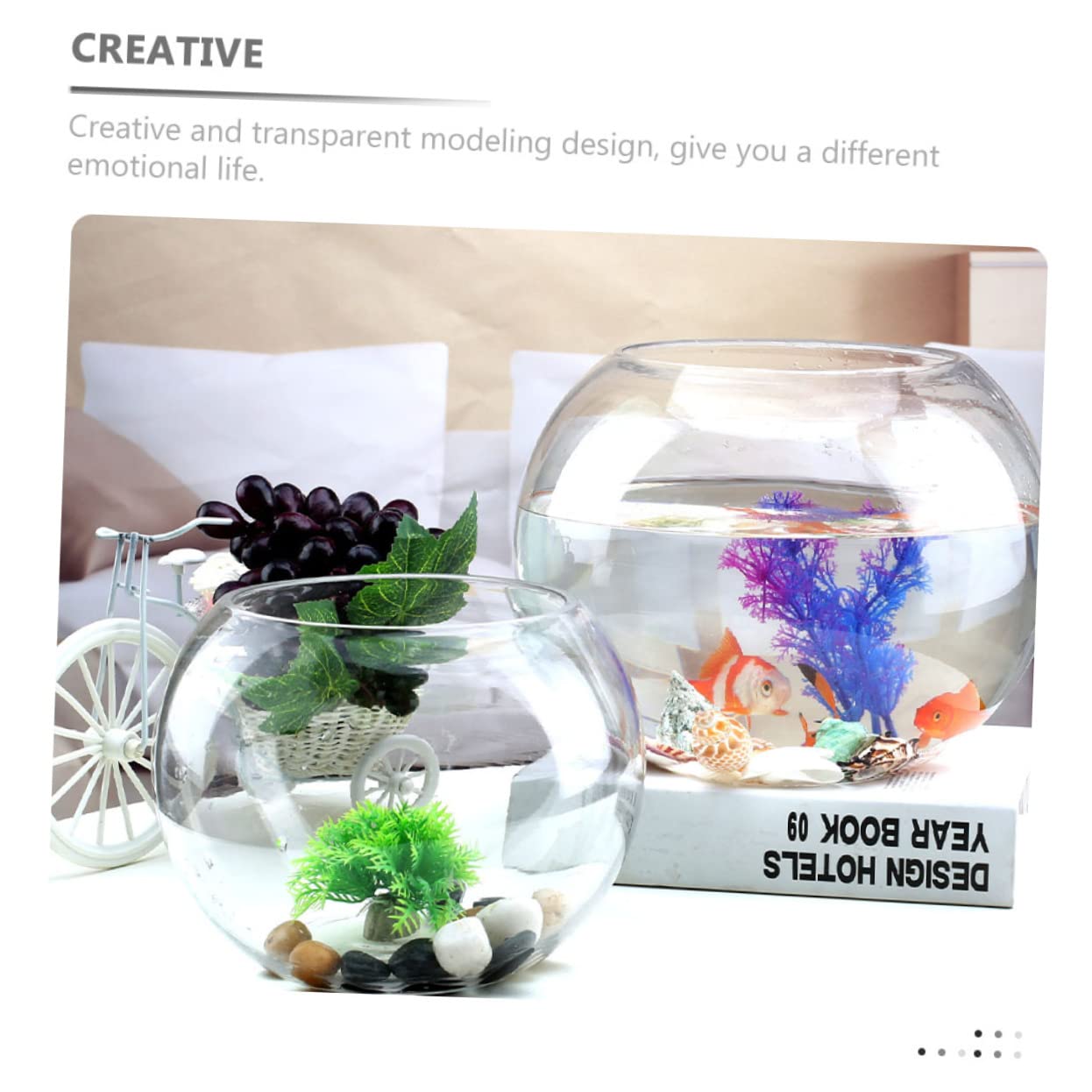 Zerodeko Vasca Trasparente Per Pesci Rossi Acquario Multifunzionale Per Pesci Betta Vetro Durevole e Decorativo Per Ufficio e Casa