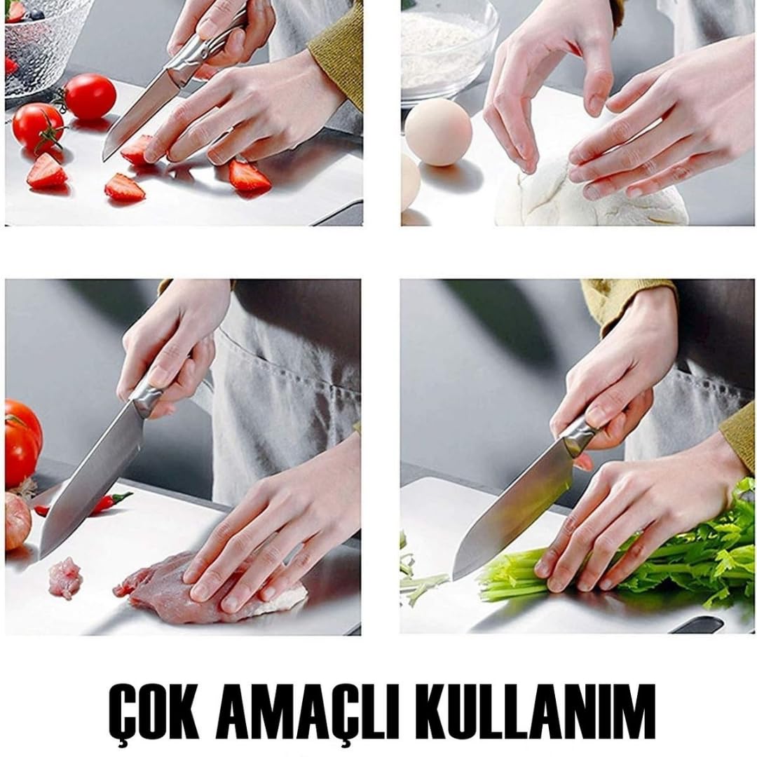 Çelik Kesme Tahtası Paslanmaz Çelik 304 Kalite Metal Kesme Tahtası Hijyenik ve Dayanıklı Kolay Temizlenebilir KALİTELİ Kesim