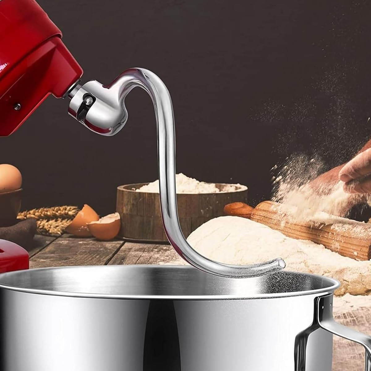 Namvo stal nierdzewna spiralny hak do ciasta zamienny do miksera KitchenAid o pojemności 6 litrów, trwała końcówka do wyrabiania chleba do ciężkich ciast, łatwa do czyszczenia