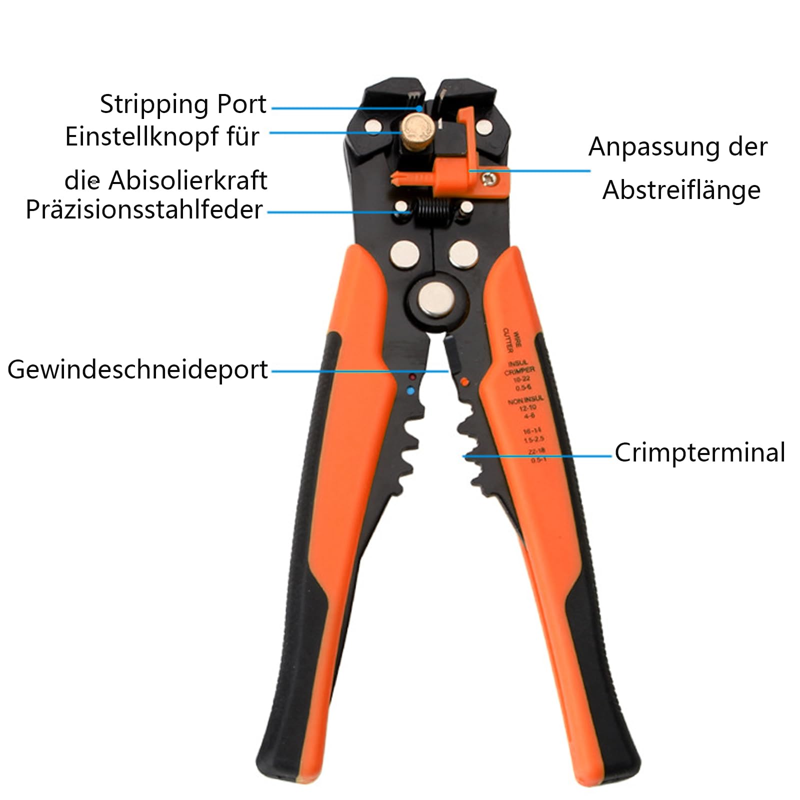 HandyCraft 5-in-1 Wire Stripper, Cutter & Crimper Tool - Automatic For 10-24 AWG Wires - View #3