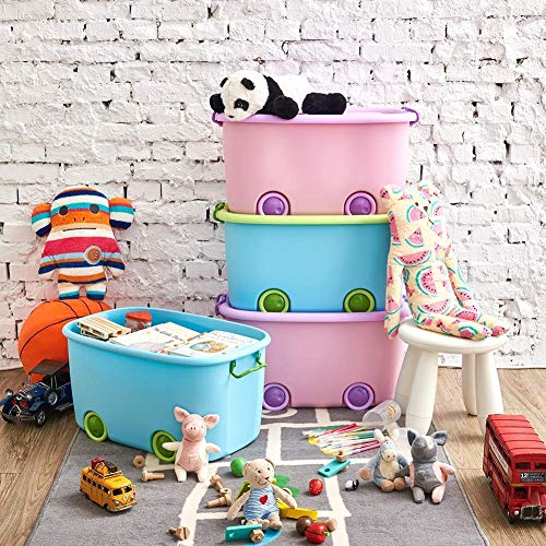 Image of 25 Liters /Toy Storage Box Large Size /Toy Storage Organiser /Toy Basket Storage Box for Kids Big Size Storage Container Box Stackable /Wheels /Locking Lid & Handle (2)
