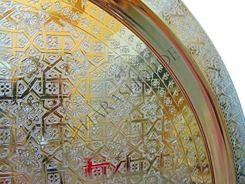 LaLe Living Dekotablett „Tepsi“ Rund, Ø 37 Cm, Gold – Serviertablett Für Kerzen, Vasen & Deko