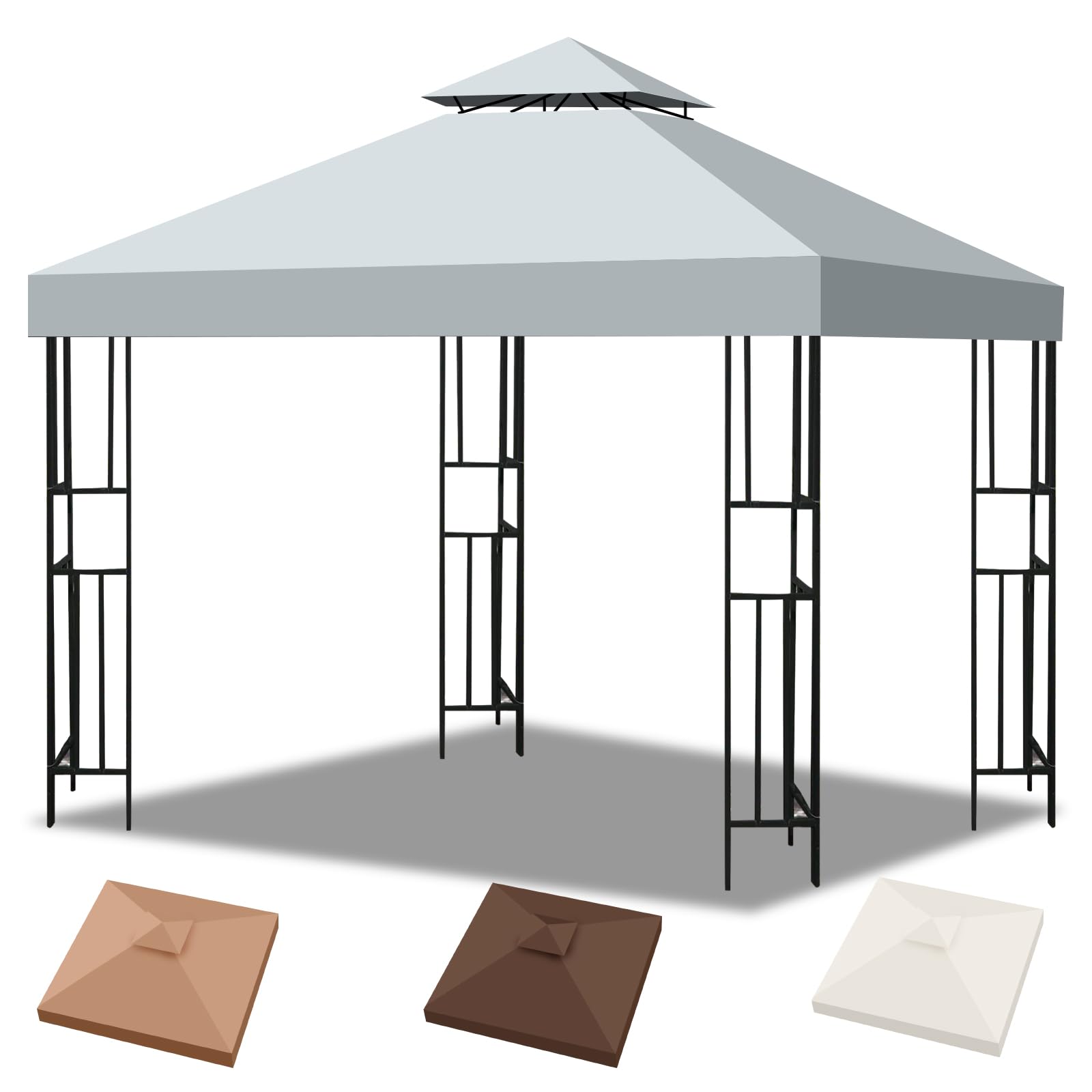 Telo Di Ricambio Per Gazebo Cadice 3x3m In Poliestere Idrorepellente Avorio - Foto 9