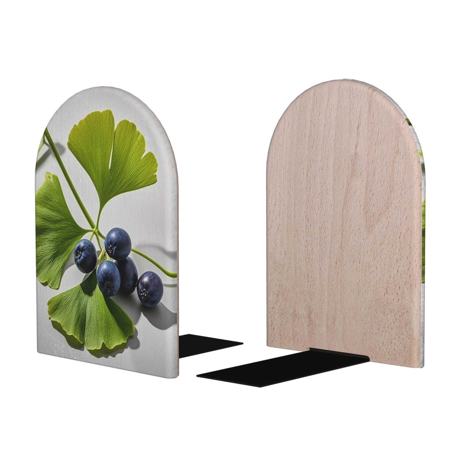 Serre-livres Ginkgo en bois robuste et élégant pour étagère de salon