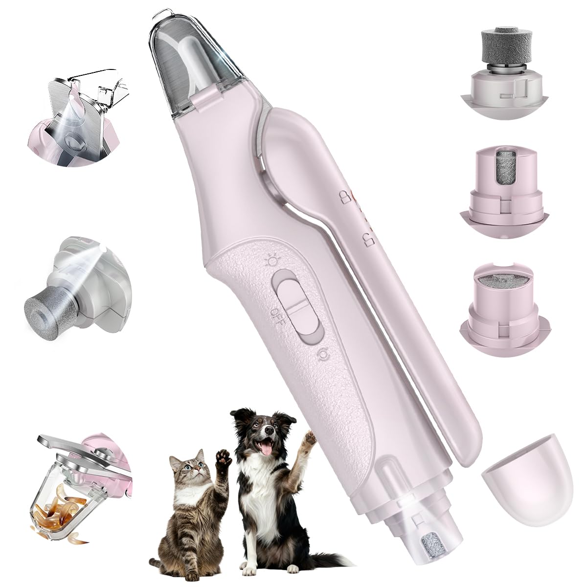 2-in-1 Cat Nail Clippers & Dog Nail Clippers Trimmers for Large Medium Small Dogs Cats Claw Trimmer Quick Sensor and Safety Guard USB Rechargeable with 2 LED Lights Dogs Nail Trimmer