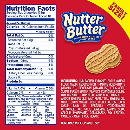 Nutter Butter Family Size Peanut Butter Sandwich Cookies, 4 - 16 Oz Packs #TOP4