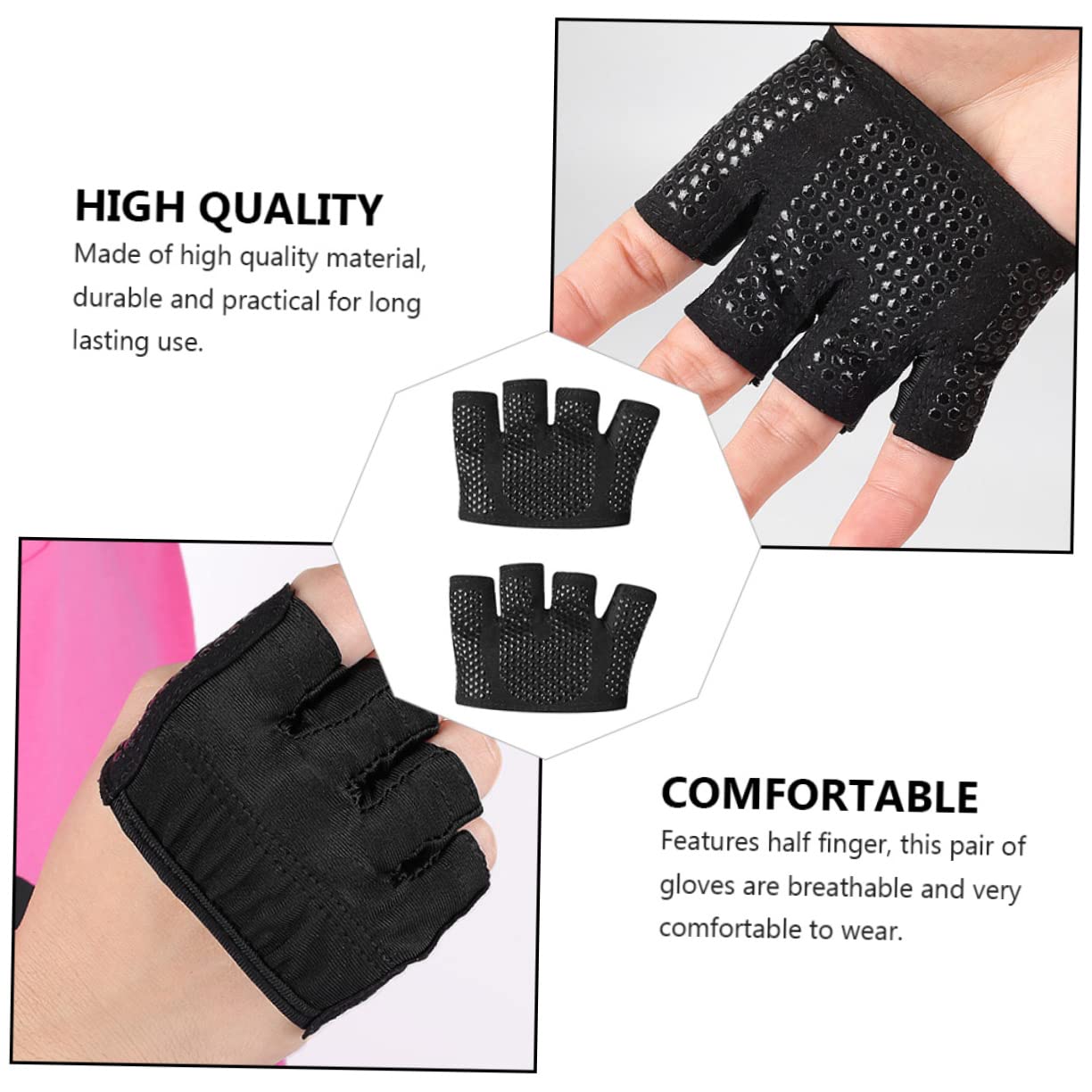 INOOMP 3 Paia Fitness Mezze Dita Culle Guanti Fitness Per Uomo Guanti Ciclismo Per Donna Guanti Esercizio Per Uomo Guanti Equitazione Palm Grip Per Palestra Mezzi Guanti