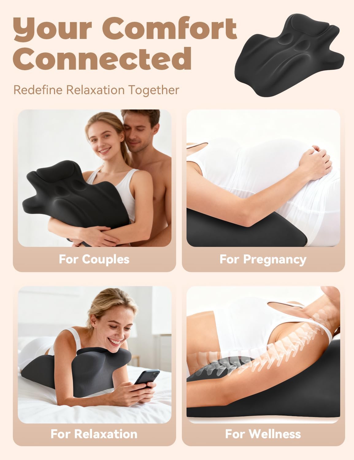 Couples Intimacy Pillow, 27° Intimacy Pillow with Memory Foam 27° Angle Perfect Position Ergonomic Memory Foam Wedge Pillows, Adult Pillows for Intimacy for Provides Support Better Positions (Gray)