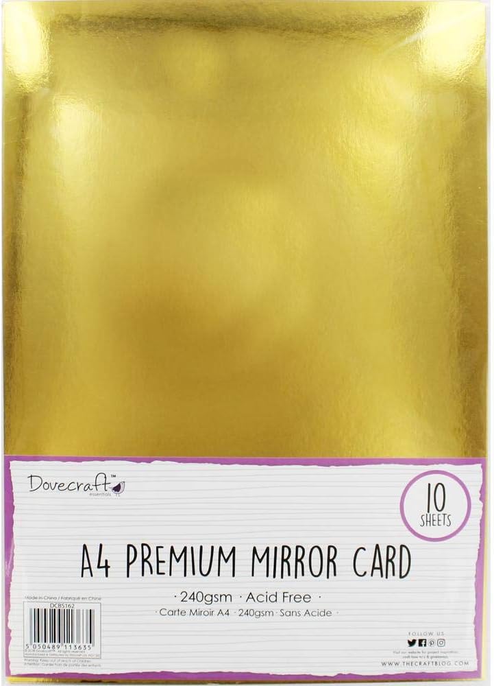Dovecraft Essentials A4 Premium Mirror Card Gold 240gsm | 10 Sheets