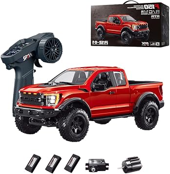 112 Scale F150 Raptor Style 4WD RC Off-Road Truck, 15KM/H High Speed Remote Control Car 2.4GHz All Terrain Pickup with Lighting System & Proportional Throttle for Adults Enthusiasts