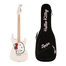 Fender x Hello Kitty Stratocaster Electric Guitar and Deluxe Hello Kitty Gig Bag, White