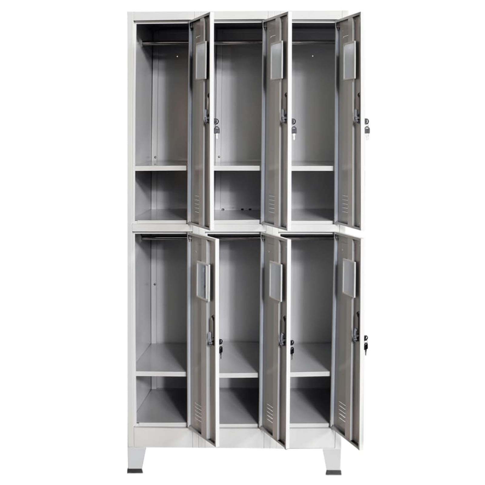 Festnight Casier Vestiaire Métallique 6 Compartiments - Armoire de Bureau Avec Revêtement en Poudre - Gris - 90x45x180 cm Acier
