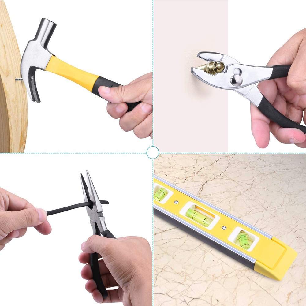 78pcs Set Di Utensili Manuali Kit Di Utensili Manuali Per Riparazioni Domestiche Generali Con Cassetta Degli Attrezzi In Plastica Custodia Per Chiavi A Bussola Cacciavite Coltello Oro