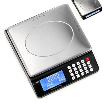 66 lb 30 kg Digital Postal Scale, Dual Display, Price Computing, PCS Counting, Stainless Steel Pan, Capacity Max 30 kg 66 lb, Min 0.005 kg 0.02 lb, Division 0.001 kg / 0.01 lb