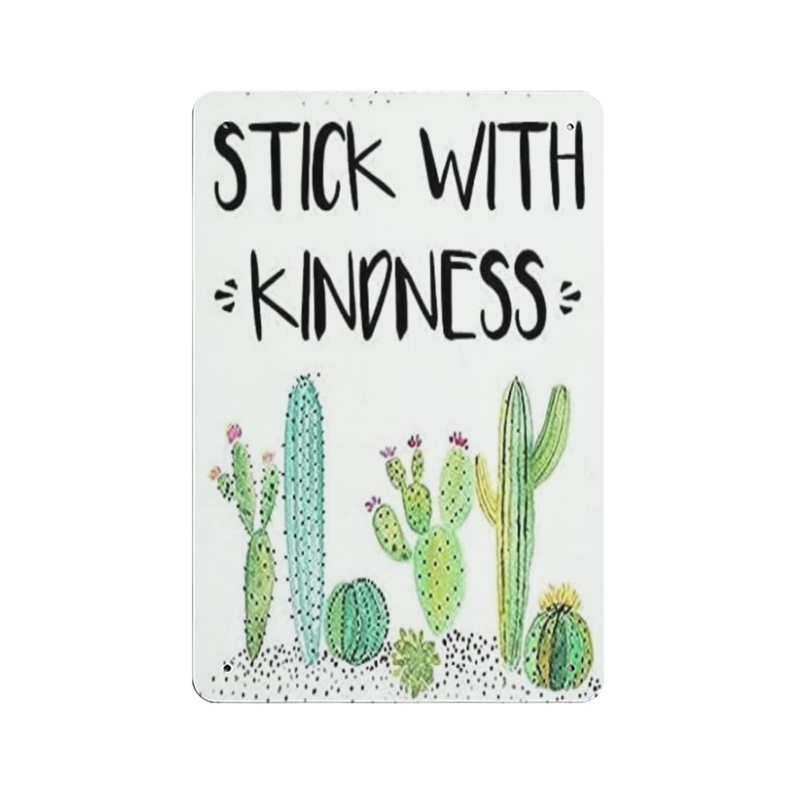 AOOEDM Stick With Kindness Cactus Theme Vintage Tin Sign Metal Tin Signs for Man Cave Funny Art Wall Plaque Kitchen Bar Pub Coffee Shop Wall Decor