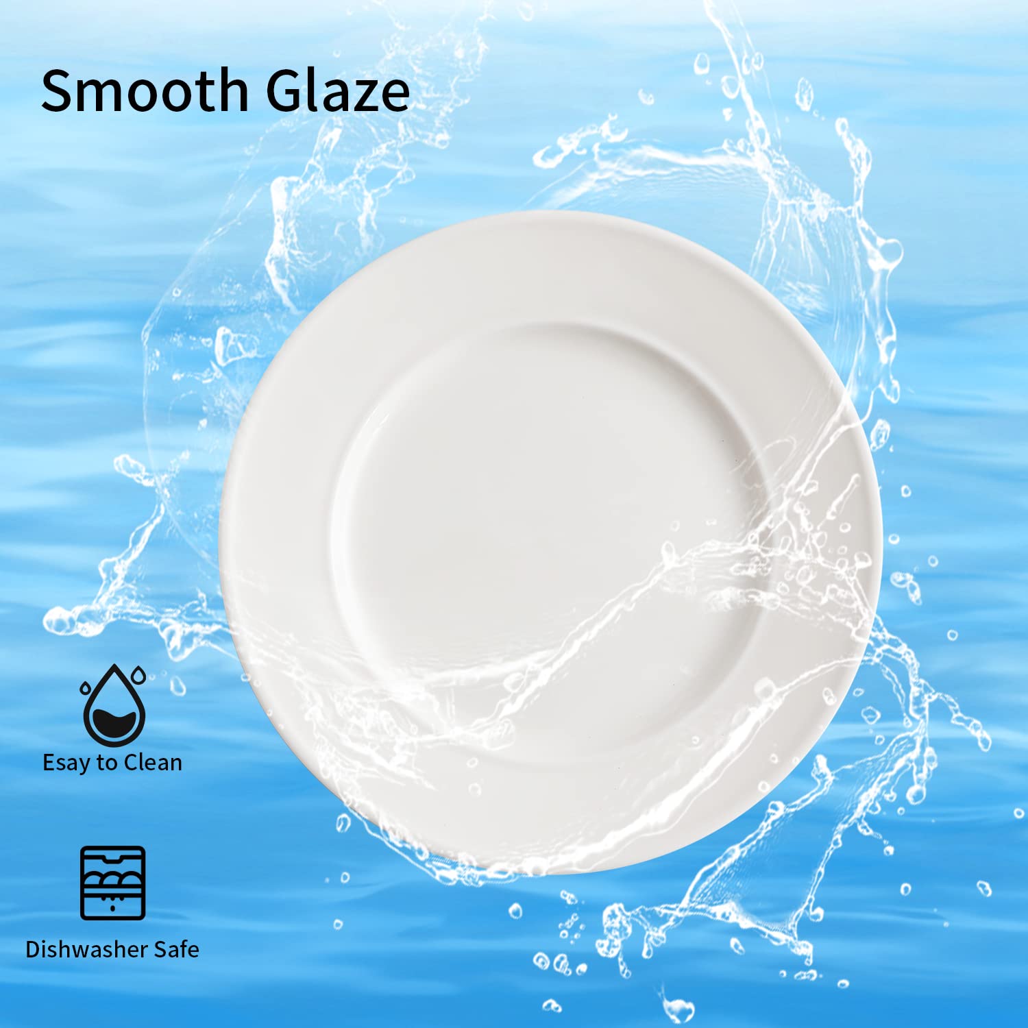 Platos llanos de cerámica de 6 pulgadas, color blanco clásico, platos de porcelana para postres, salsa y aperitivos, gofres, pasteles, juego de 18, aptos para microondas, horno y lavavajillas