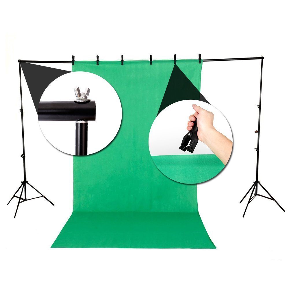 Bonnlo Greenscreen Fotostudio Set, 2m x 3m Fotohintergrund mit Ständer & Schwarz Weiß Grün Foto Hintergrund System, Durchlichtschirm 135W LED Fotolicht Beleuchtung für Fotostudios Fotografie