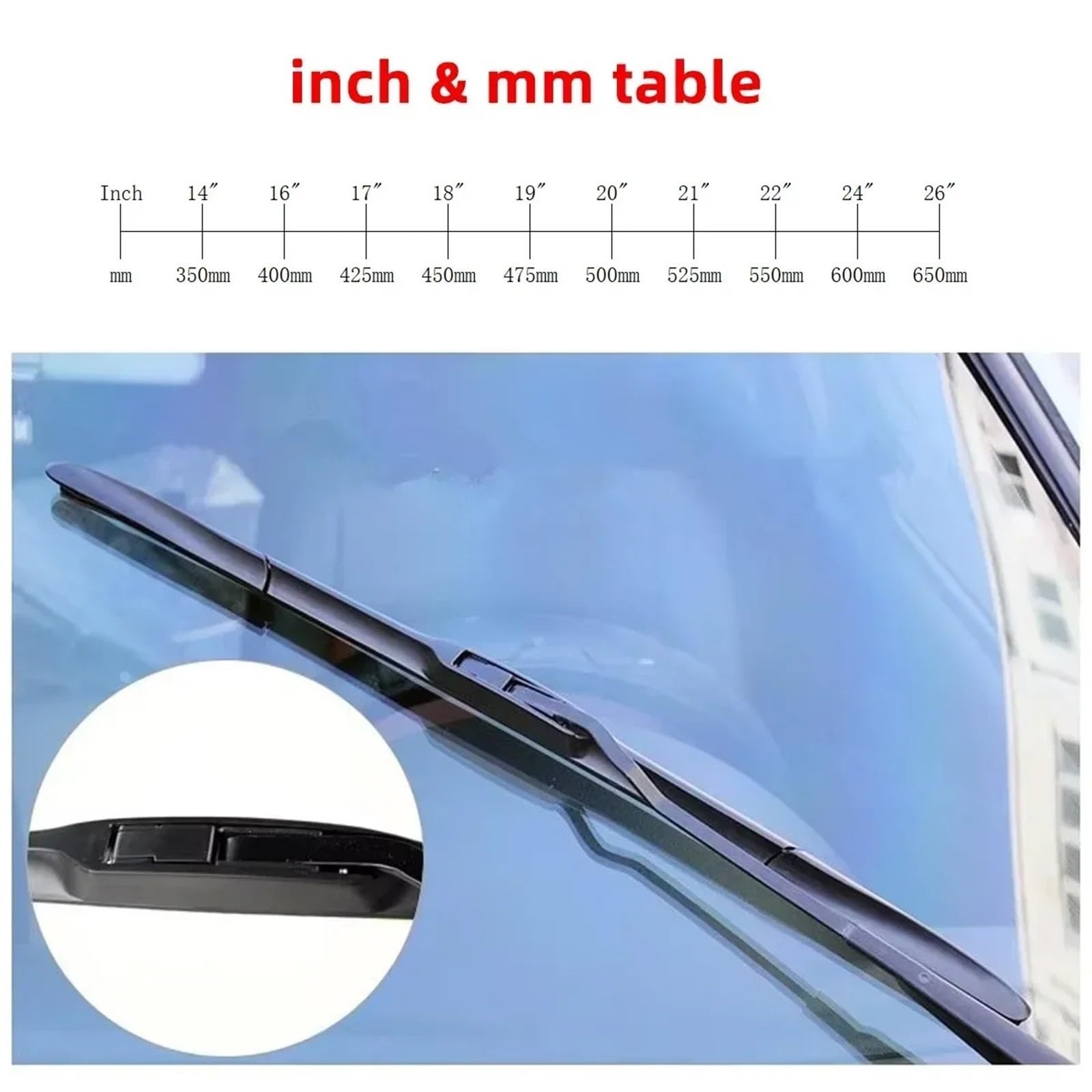 uniwersalne części do wycieraczek Pióro wycieraczki J/U Hook 16 "17" 18 "19" 20 "21" 22 "24" 26 "gumowe akcesoria do szyby przedniej trzy sekcje(24 inch (600mm))