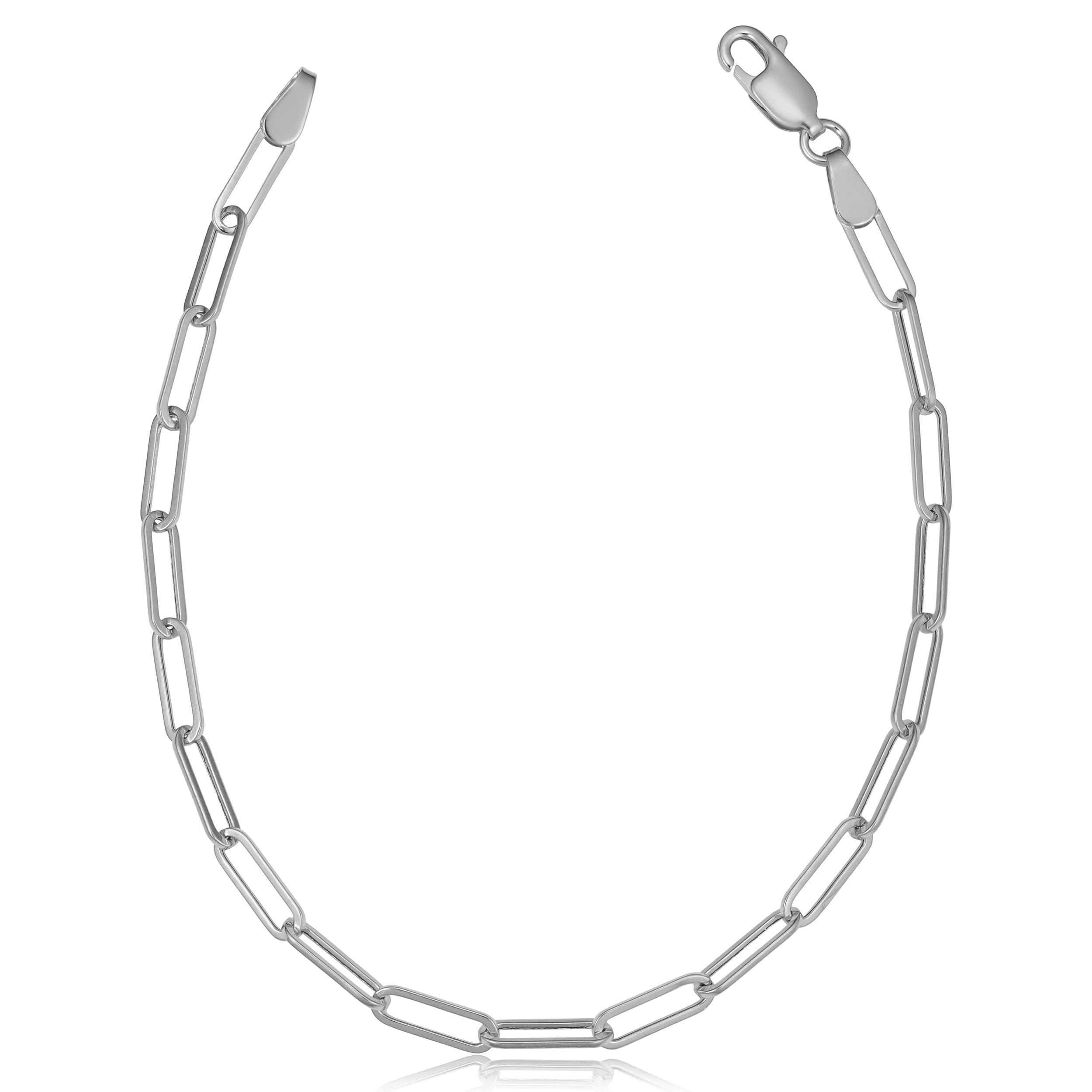 Kooljewelry 14k White Gold Paperclip Chain Bracelet