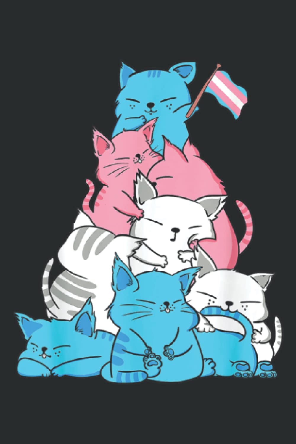 Kawaii Cat Notebook: Cute Asexual Pride Flag Kitty Pile Journal