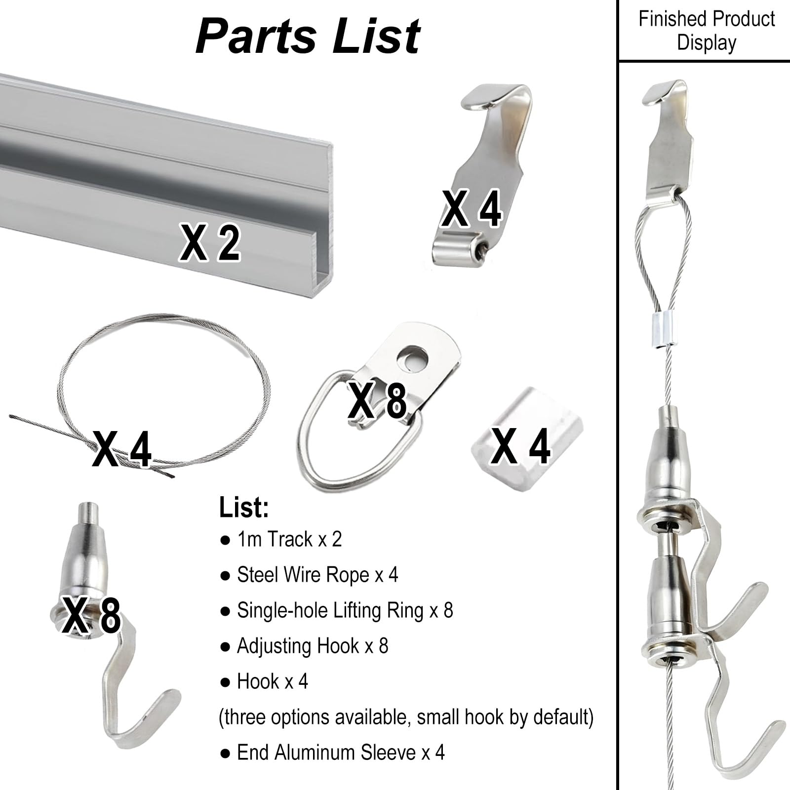Kit de riel para Colgar Cuadros Colgar Cuadros con Cable Y Gancho, Rieles de Pared Discretos Y Resistentes, Y Kit para Colgar Arte en El La Oficina(Small L-Shaped Track,Rope 3m/118.1in)