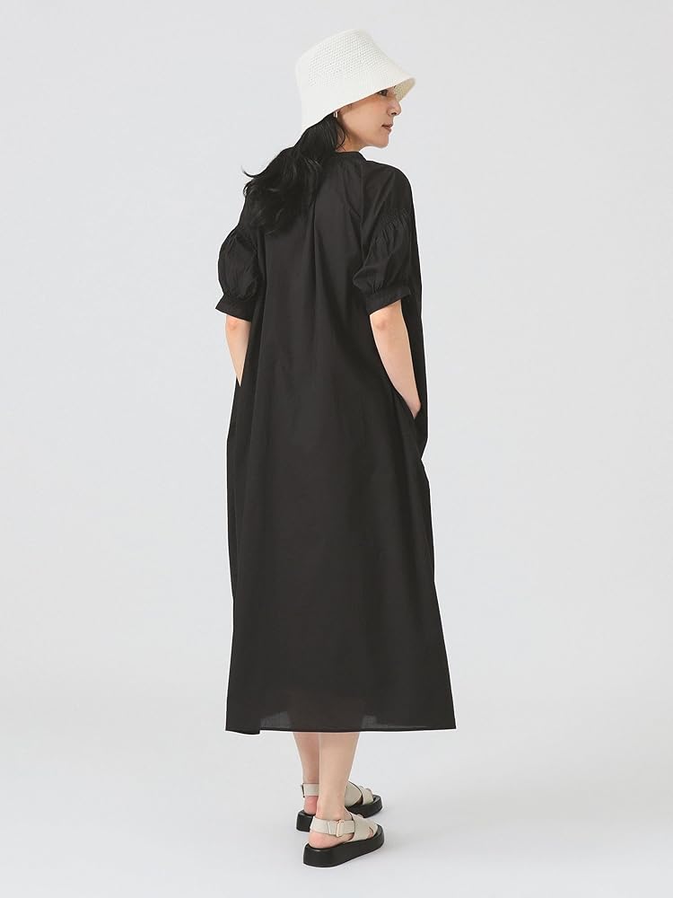 Ray BEAMS スリットネック ボリューム ワンピース 青 Ray BEAMS（レイビームス）の「スリットネック ボリューム