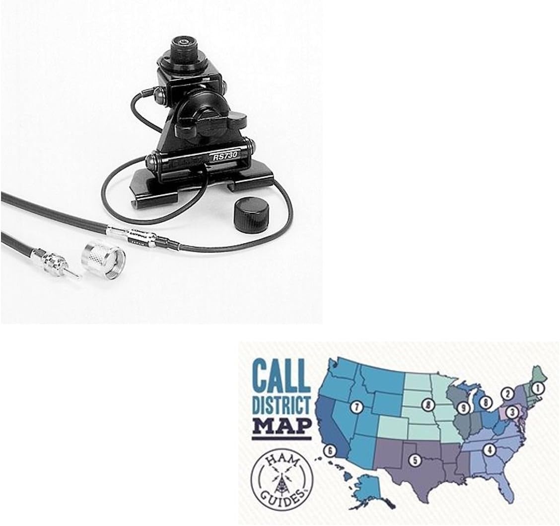 Comet Antennas Bundle - 2 Items Lip Mount, 3-axis adj, UHF, 18ft Coax and Ham Guides TM Pocket Reference Card