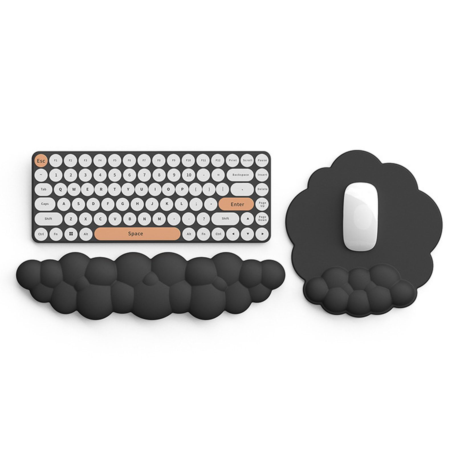 Poggiapolsi a forma di nuvola in PU e base in gomma antiscivolo in memory foam per tastiera, tappetino per il mouse set