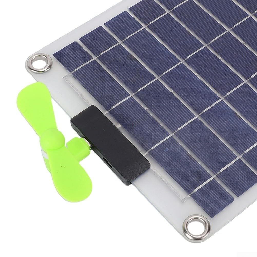 Panneau solaire bifacial transparent avec double ventilateur USB pour une puissance de sortie constante pendant les expéditions en plein air (B)