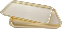 Vista 1 de Bandejas rectangulares de plástico para servir, bandejas de cafetería de comida rápida, 17 x 13 pulgadas, juego de 6 (beige)