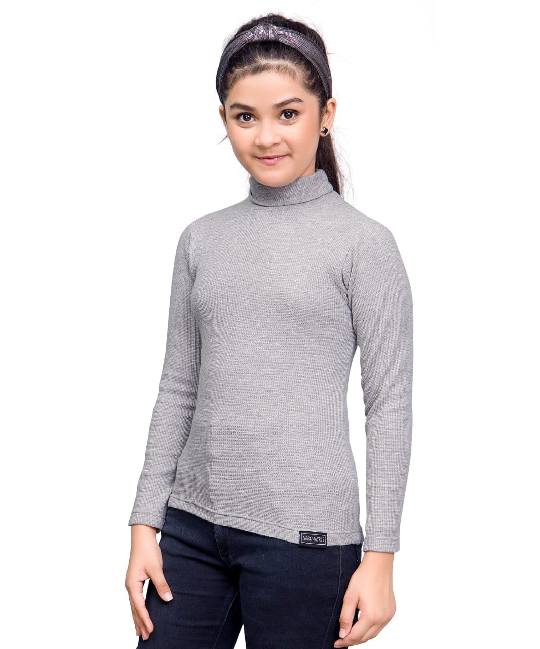 Kids Turtle Neck 95% Cotton 5% Elastane Slim fit T-Shirt for Boys & Girls |Soft Cotton, Winter Warm Long Sleeve Tee|High Neck Full Sleeve T-Shirt (Navy Doriya)-image-37