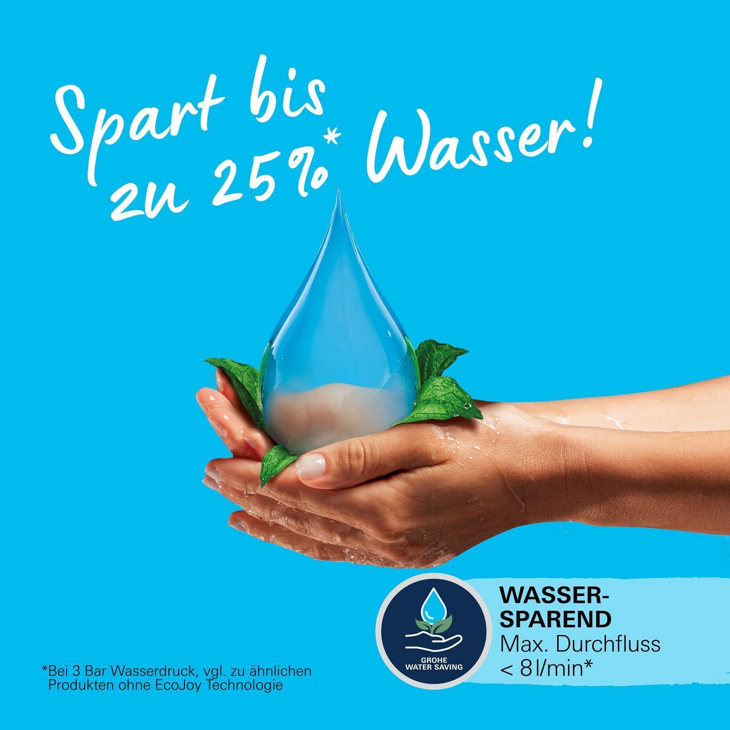 GROHE Vitalio SmartActive 150, Duschkopf wassersparend, 9l pro Min (Handbrause mit 3 Strahlarten, Antikalk-System, Universalanschluss passend zu Standard-Duschschläuchen), chrom, 26597000