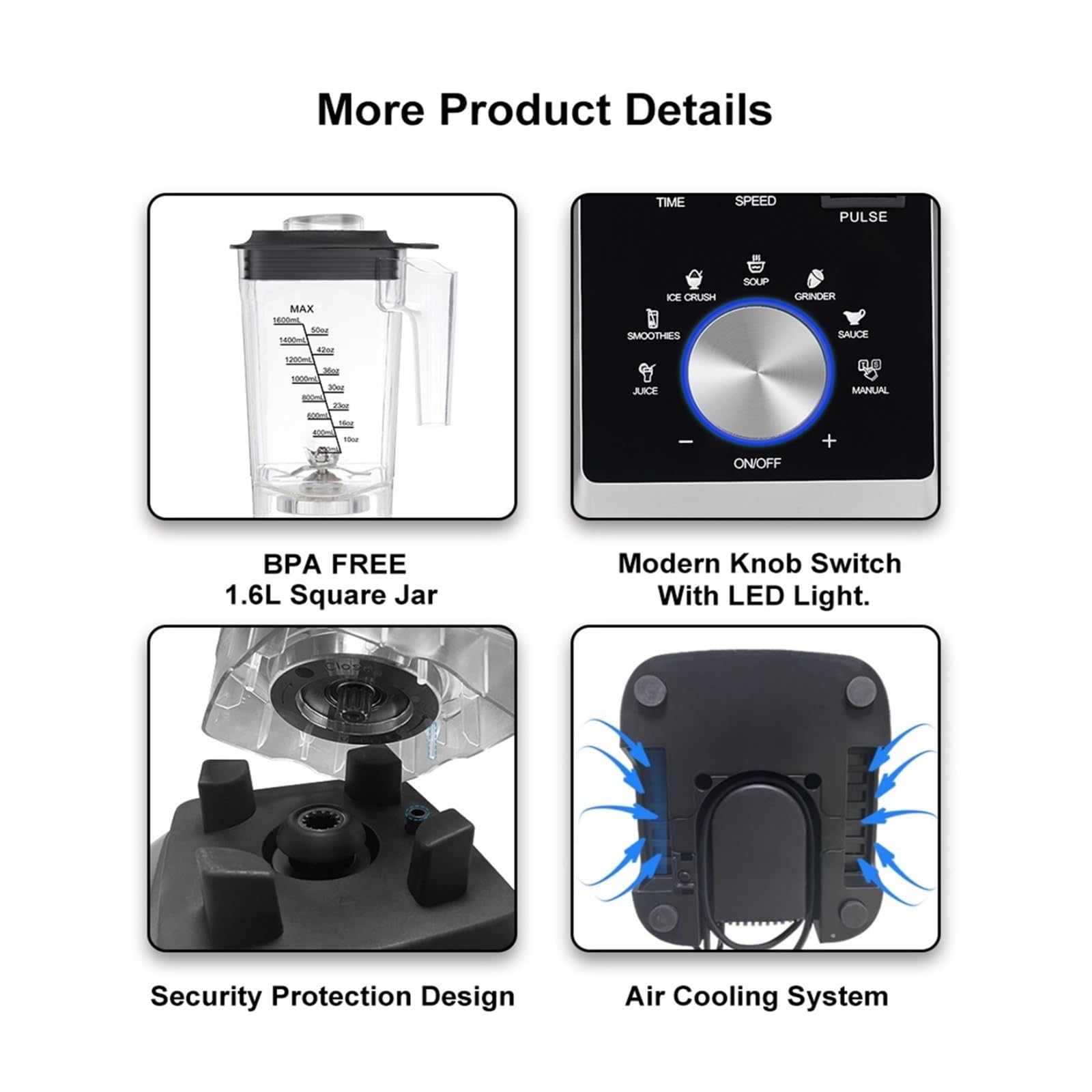 Frullatore Professionale Da 2 Litri - Senza BPA, Programmi Automatici | Mixer, Spremiagrumi E Robot Cucina For Frullati, Frutta Ghiaccio Potente Lavorazione Sforzo Ingredienti