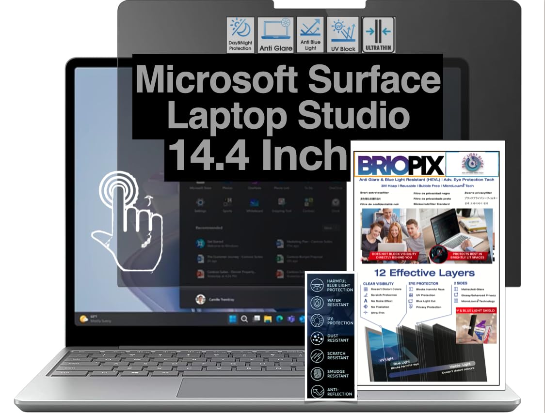 Microsoft Surface Laptop studio - 1/2-14.4 Inches Privacy Screen Filter - NO Eye Strain | Anti-Blue Light + Anti-Glare | No Dry Eyes | Privacy Screen Protector | Touch Screen Enabled