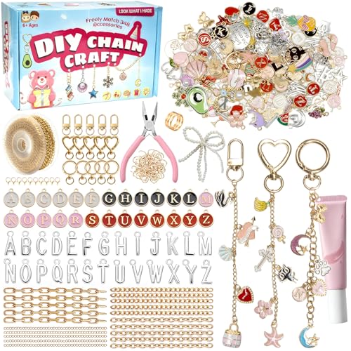 348Pcs Charms Lip Gloss Keychain Making Kit,DIY Craft with Charms,Key