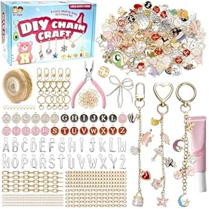 Grnheat Kit de 348 piezas de fabricación de llavero, incluye 20 clips para llavero, 25 cadenas extensores, 118 dijes, alicates de joyería, kit de dijes para bolsas, suministros para hacer manualidades