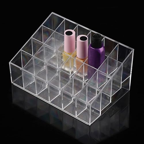 Miniatura 3 de OEBUAFI Transparent Lipstick Holder Plastic Makeup Organizer 24 Grids Nail Polish Storage for Home and Salons