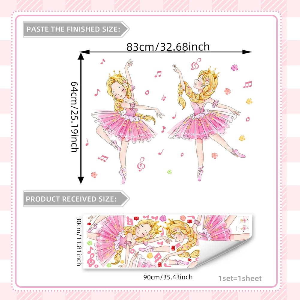 Ballet Girl Wall Sticker, Flower Fairy Wall Art Decals - Image 2