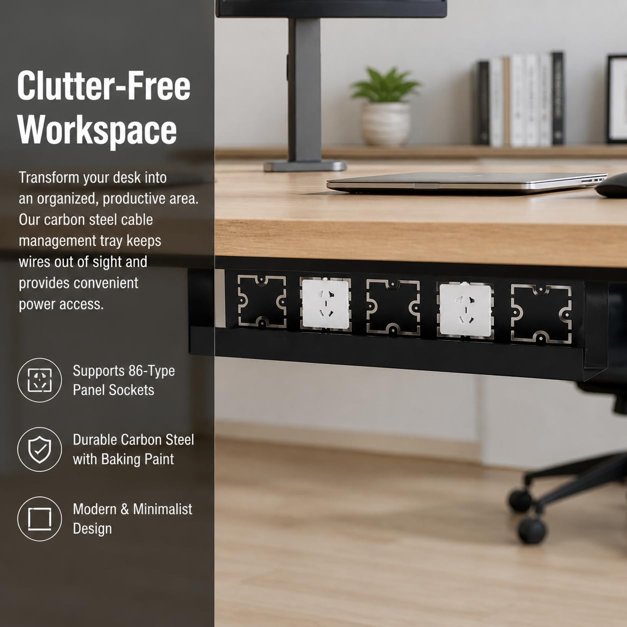 Organizzatore di Cavi in Metallo con Fissaggio Vite per Scrivania Domestica Supporto Fili Sotto Tavolo Rastrelliera per Computer Ufficio, 750mm lungo