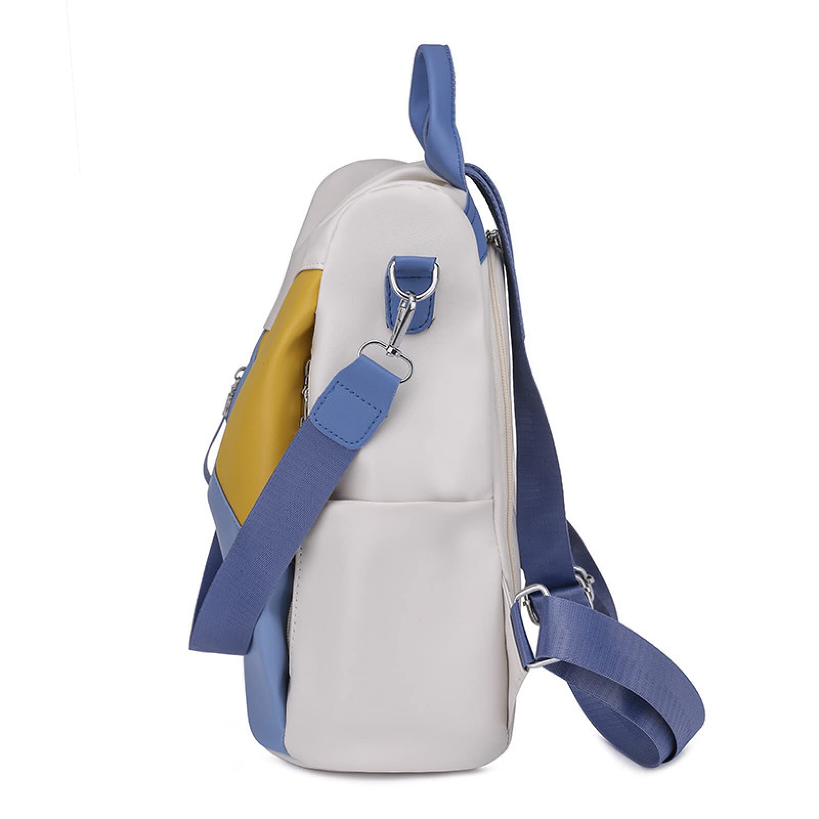 Bolso de mujer 2022 Bolso de mujer coreano Mochila Bolso de Boston de tendencia transfronteriza, Color amarillo, blanco y azul a juego, 30 * 11 * 31 CM