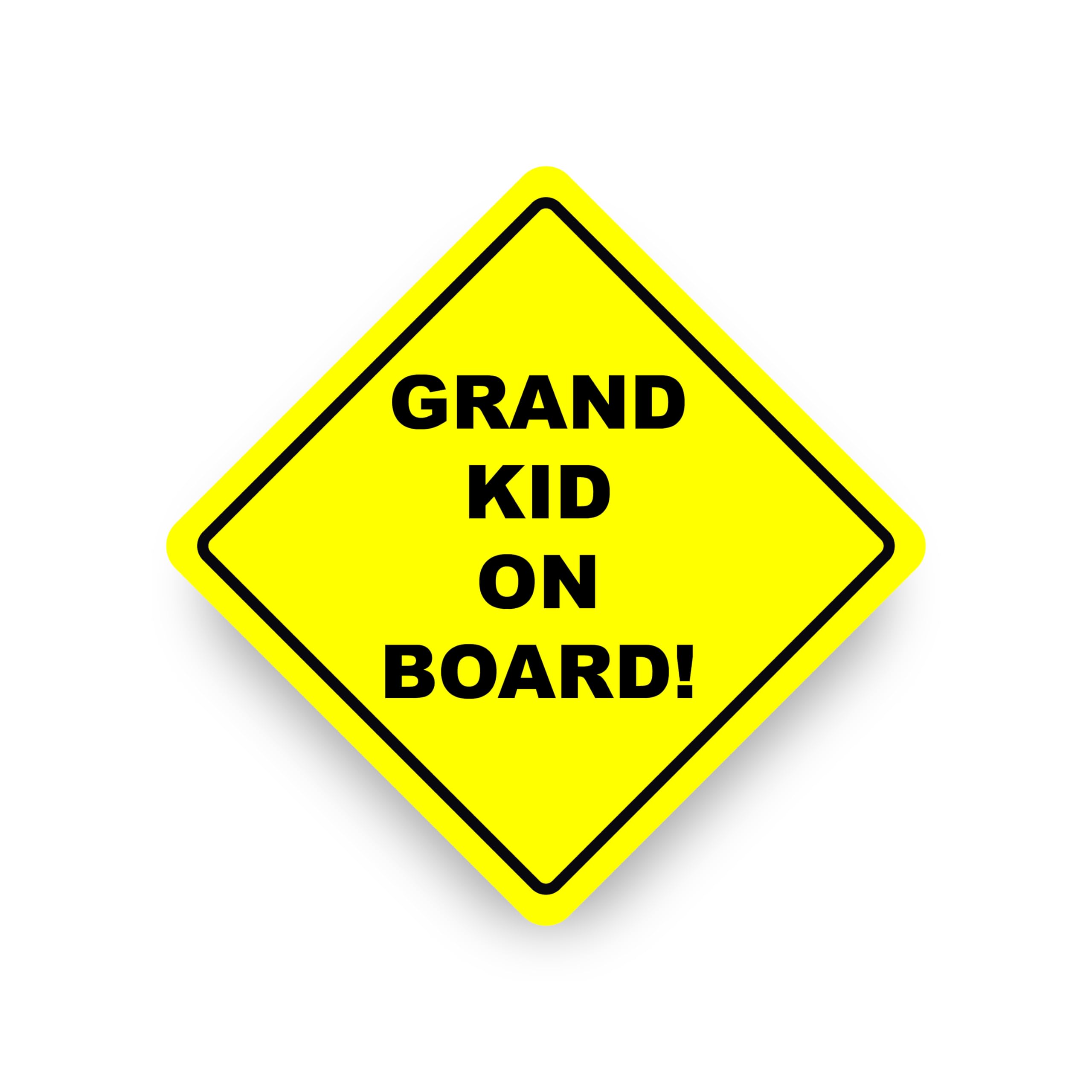 Grand Kid ON Board Warning Safety Bumper Sticker Yellow Sign Car Vinyl Vehicle