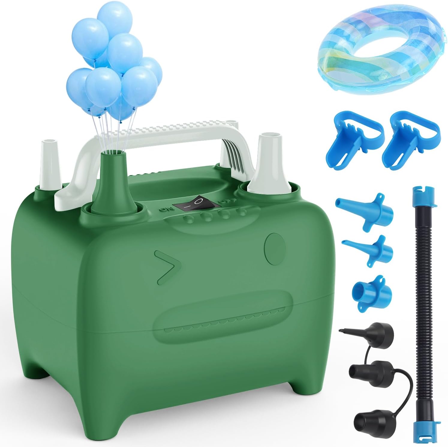 OWill Balloon Pump Electric, Multipurpose Balloon Inflator Electric Air Pump, Portable Dual Nozzle Balloons Air Pump Electric 600W Blow Machine for