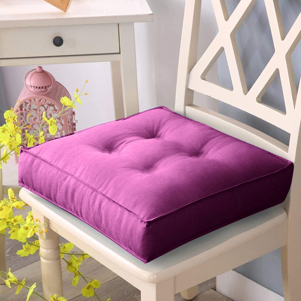 Kuber Industries Microfiber Square Chair Pad Seat Cushion for Car Pad, Office Chair, Indoor/Outdoor, Dining Living Room, Kitchen, 18 * 18 Inch (Purple), (Model: HS_37_KUBMART020872)