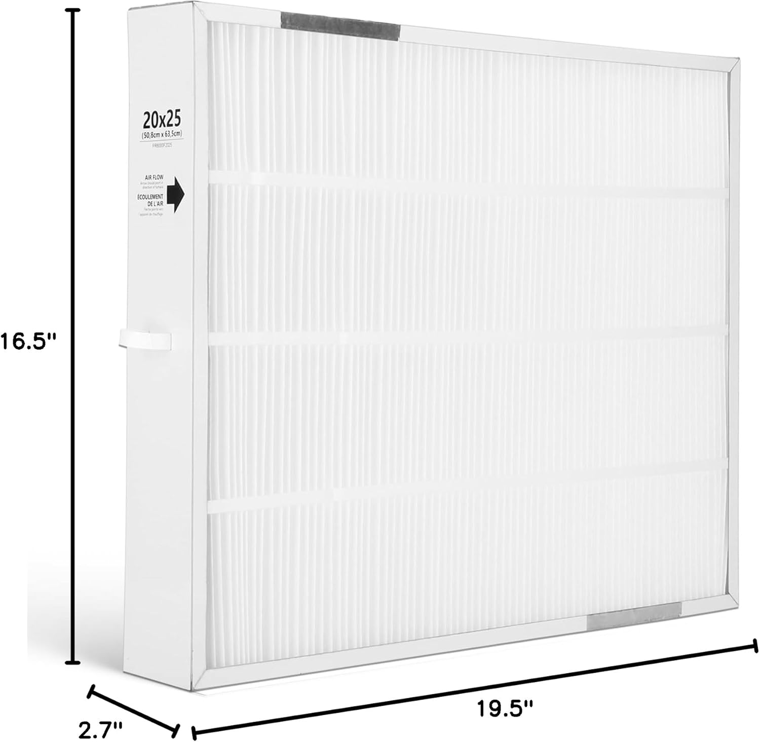 FR8000F2025 pleated air filter 2025 MERV 16, Compatible with Honeywell FH8000A2520 Air Handler, Replaceable TrueCLEAN Replacement Filter