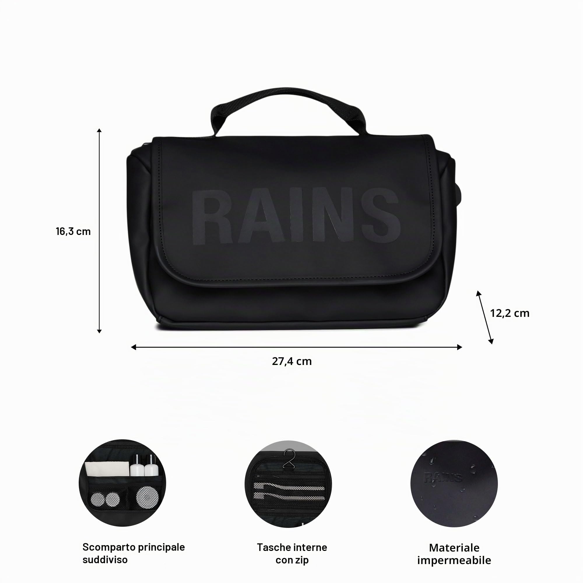 RAINS Beauty Texel Wash Bag (black)