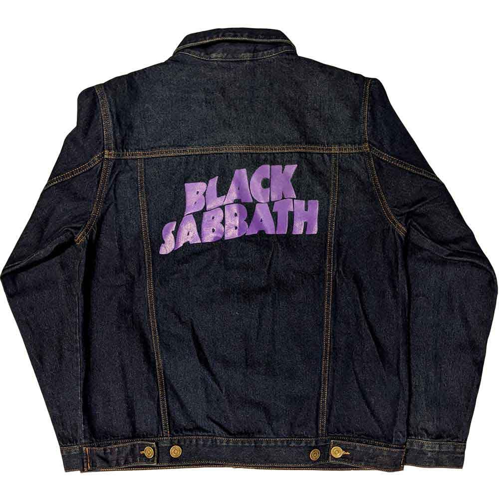 Black Sabbath Denim Jacket Classic Wavy Band Logo Official Unisex Blue XXL