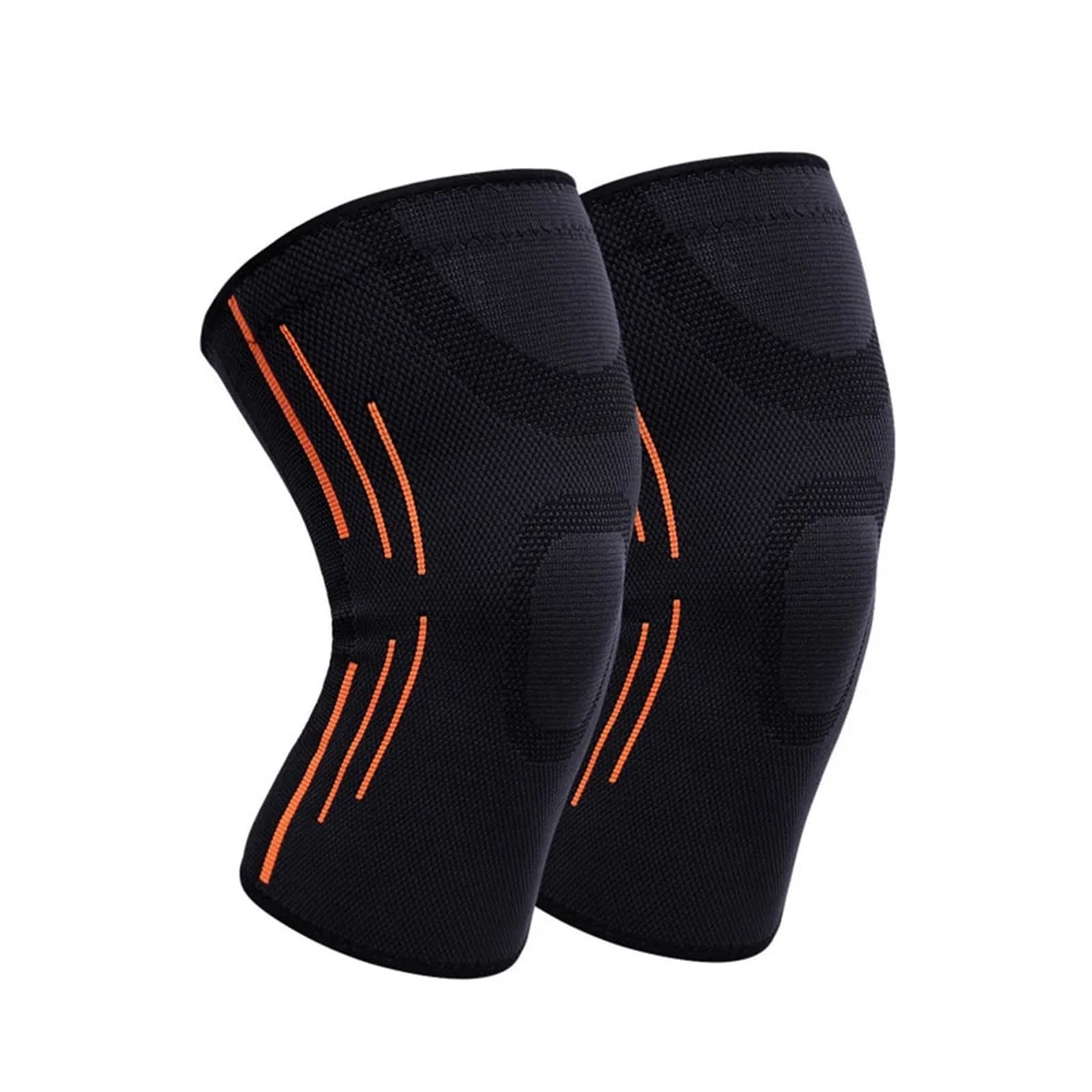 Lxhzsy Black Orange Knee Pads 1 Pair Gym Knee Pads Fitness Kneepad Elastic Knee Brace Support Gear Running Basketball Volleyball Tennis(,L)